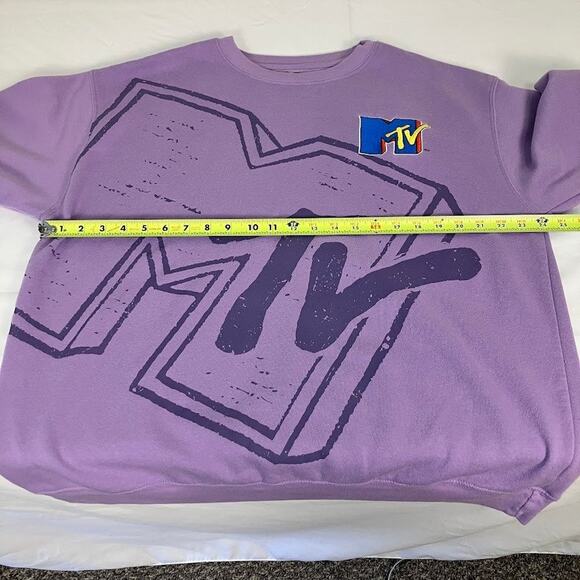 MTV Large Front Hit Logo Graphic Crewneck Sweatshirt Purple Size XXL 2XL - Picture 5 of 8
